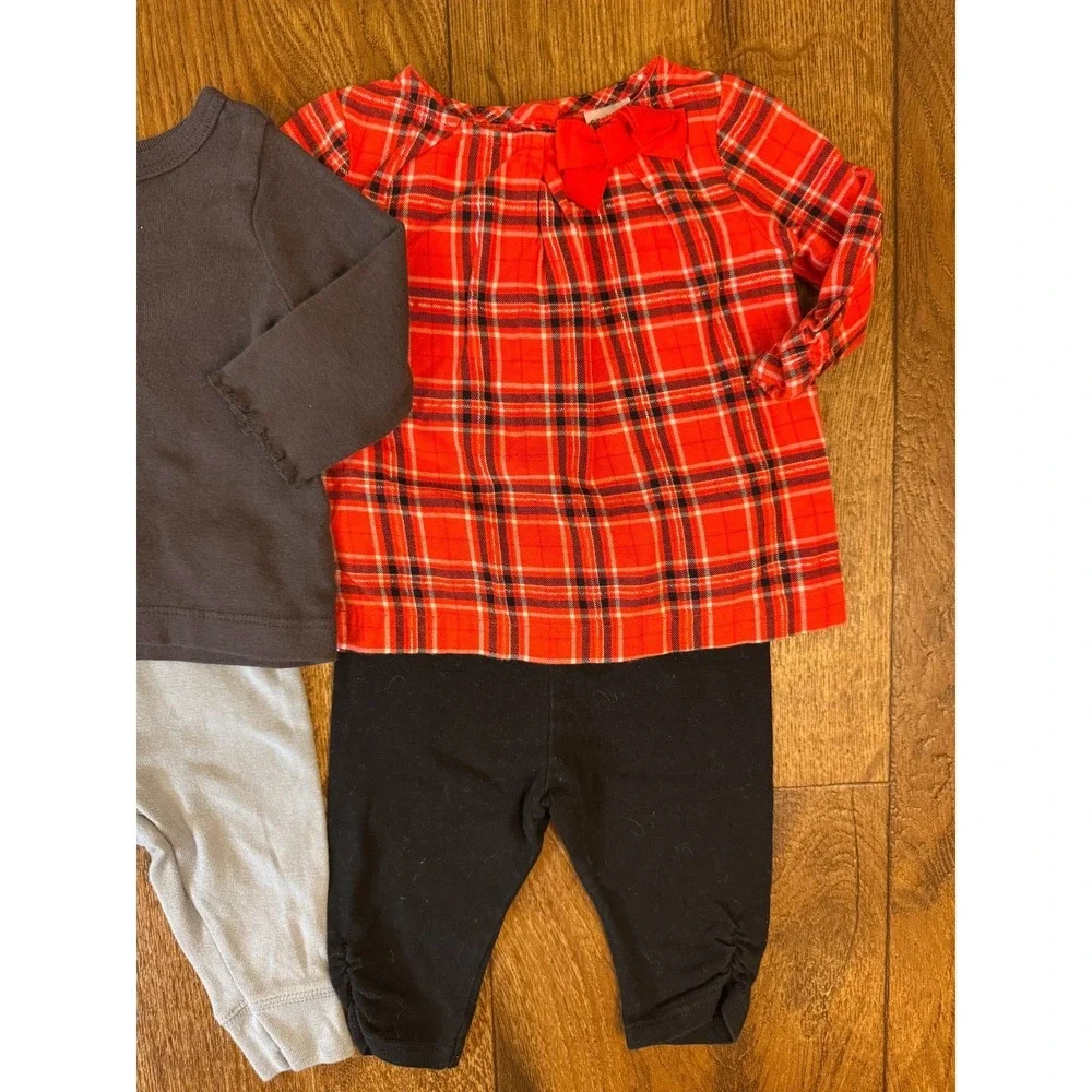 Baby Girl 3 Months Outfits Leggings Pants Shirts‎ Long Sleeve Clothes Lot Plaid